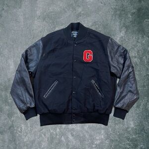 Vintage Holloway Mens Varsity Leather Wool Jacket Letter C Patch Sz Large